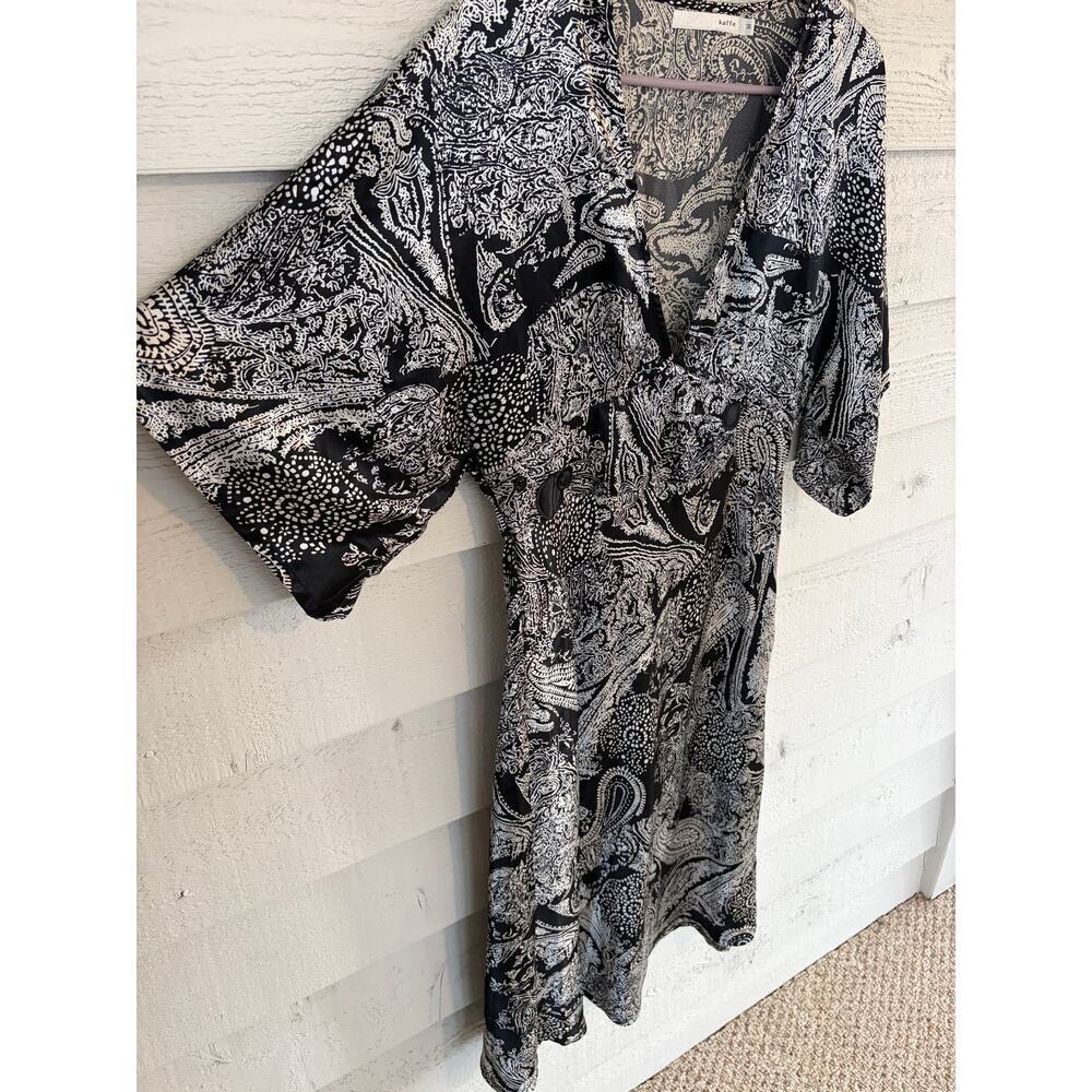Kaffe Denmark Paisley Dress Size 36 Black White Kimono Sleeve Boho Mini - Picture 5 of 9